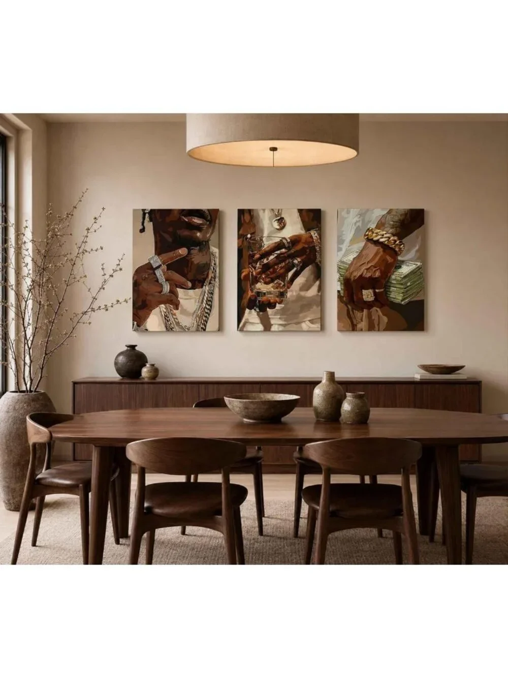 3Pcs Modern African American Canvas Wall Art - Hip-Hop Aesthetic Decor for Teen
